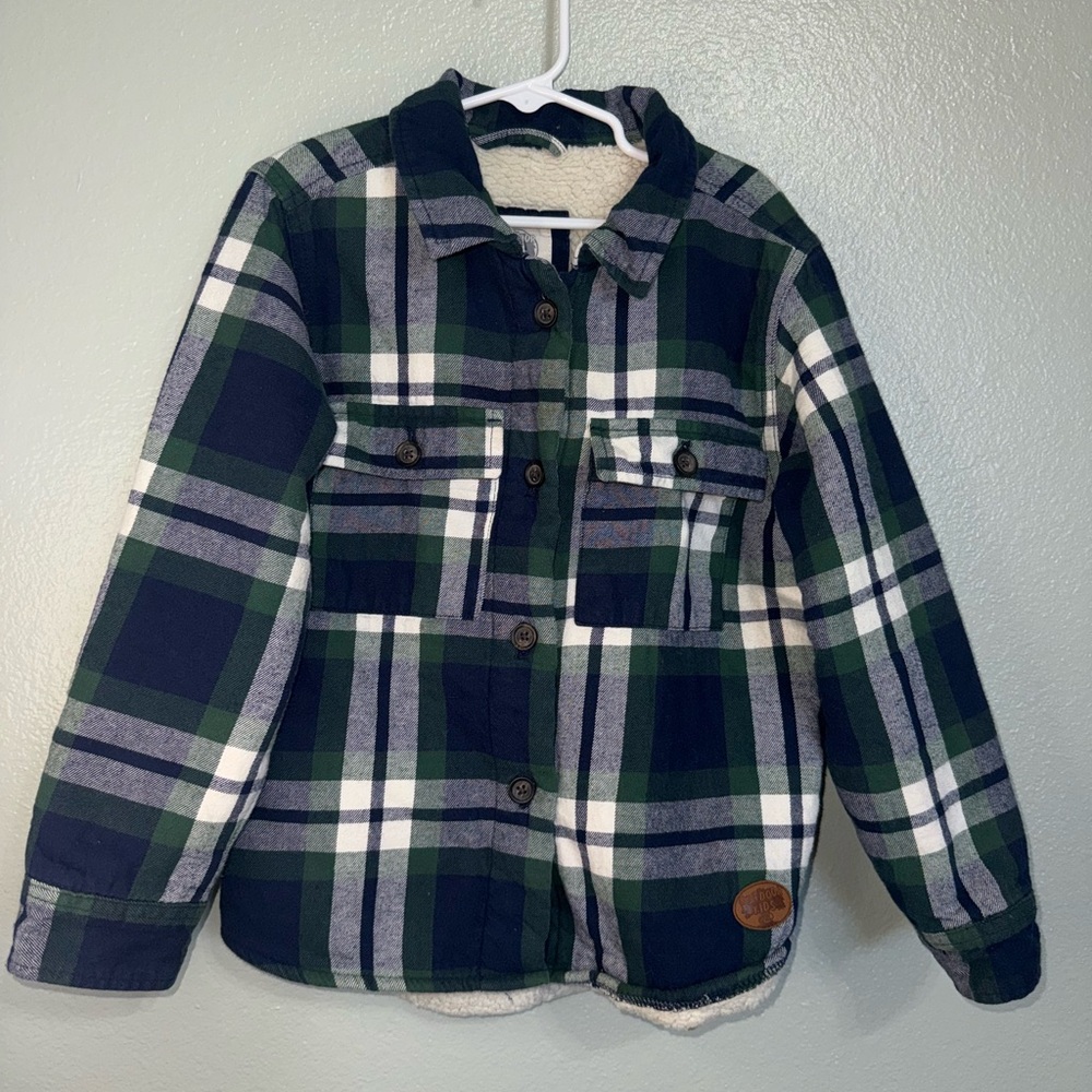 Outdoor Kids Plaid Button-Up Sherpa Lined Shirt Medium